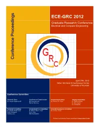 GRC 2012 Ings Graduate Research Conference Electrical and Computer Engineering Roceed P Rence E Conf