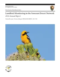 Landbird Monitoring in the Sonoran Desert Network 2012 Annual Report