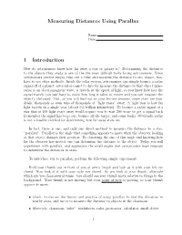 Measuring Distances Using Parallax 1 Introduction