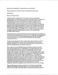 Report on Common Lisp to the Interlisp Community