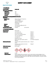 SDS US 1AB Version #: 07 Revision Date: 07-17-2019 Issue Date: 08-26-2013 1 / 9 Precautionary Statement Prevention Obtain Special Instructions Before Use