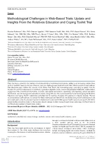 Methodological Challenges in Web-Based Trials: Update and Insights from the Relatives Education and Coping Toolkit Trial