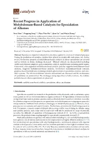 Recent Progress in Application of Molybdenum-Based Catalysts for Epoxidation of Alkenes