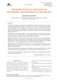 Rsii Rapid-Sequence Induction of Anaesthesia and Intubation of the Trachea