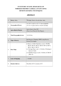 Inventory of Soil Resources of Thrissur District, Kerala State Using Remote Sensing Techniques