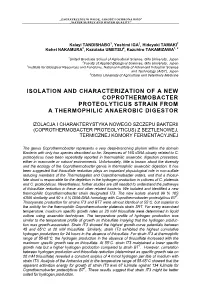 Isolation and Characterization of a New Coprothermobacter Proteolyticus Strain from a Thermophilic Anaerobic Digestor
