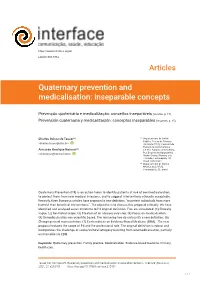 Quaternary Prevention and Medicalisation: Inseparable Concepts