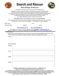 Search and Rescue Merit Badge Workbook This Workbook Can Help You but You Still Need to Read the Merit Badge Pamphlet