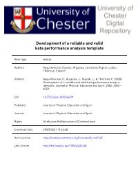 The Development of a Reliable and Valid Kata Performance Analysis Template