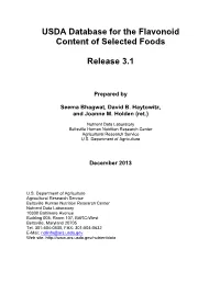 USDA Database for the Flavonoid Content of Selected Foods