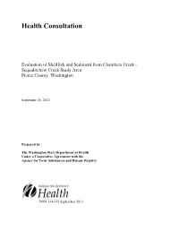 Chambers Creek and Sequalitchew Creek Area, Evaluation of Shellfish and Sediment, Health Consultation