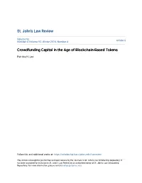 Crowdfunding Capital in the Age of Blockchain-Based Tokens
