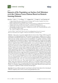 Impacts of Re-Vegetation on Surface Soil Moisture Over the Chinese Loess Plateau Based on Remote Sensing Datasets