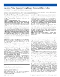 Inspiratory Airflow Dynamics During Sleep in Women with Fibromyalgia Avram R