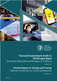 Interim Report on Testing and Tracing Special Committee on Covid-19 Response August 2020