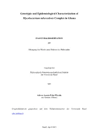 Genotypic and Epidemiological Characterization of Mycobacterium Tuberculosis Complex in Ghana