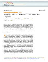 Importance of Circadian Timing for Aging and Longevity