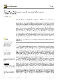 Open Data Policies Among Library and Informationscience Journals