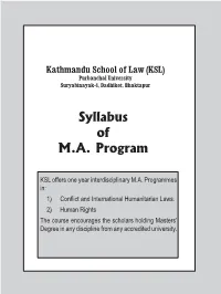 Syllabus of M.A. Program