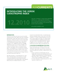 Aircurrents Introducing the Verisk Catastrophe Index