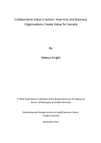 Collaborative Value Creation: How Arts and Business Organisations Create Value for Society