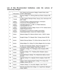 List of Not Recommended Institutions Under the Scheme of Community Colleges
