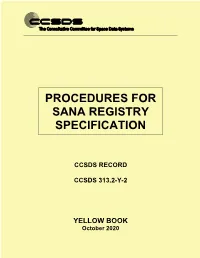 Procedures for Sana Registry Specification