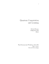 Quantum Computation and Learning