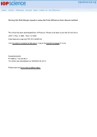 Solving the Schrödinger Equation Using the Finite Difference Time Domain Method