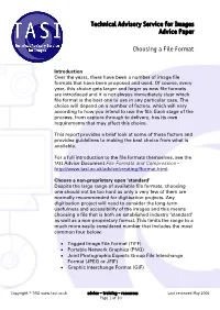 Technical Advisory Service for Images Advice Paper Choosing a File Format