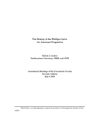The History of the Phillips Curve: an American Perspective