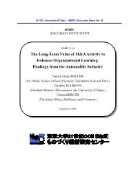 The Long-Term Value of M&A Activity to Enhance Organizational