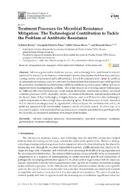 Treatment Processes for Microbial Resistance Mitigation: the Technological Contribution to Tackle the Problem of Antibiotic Resistance