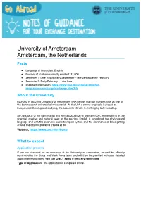 University of Amsterdam Amsterdam, the Netherlands