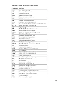 389 Appendix A: Key to Archaeological Interventions