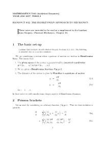 1 the Basic Set-Up 2 Poisson Brackets