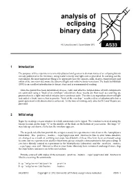 Analysis of Eclipsing Binary Data