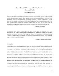 Chronic Pain, Bad-Differences, and Disability Variantism Thomas Nadelhoffer This Is a Preprint Draft
