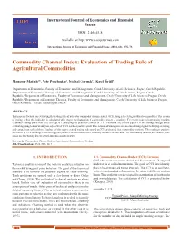 Commodity Channel Index: Evaluation of Trading Rule of Agricultural Commodities