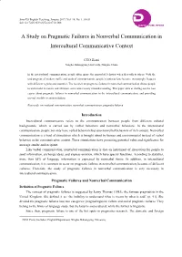A Study on Pragmatic Failures in Nonverbal Communication in Intercultural Communicative Context