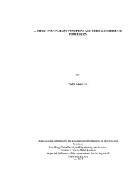 A Study on Univalent Functions and Their Geometrical Properties
