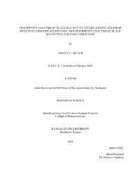 Descriptive Analysis of Black Walnut Cultivars and Relationship Between Consumer Acceptance and Descriptive Analysis of Black Walnuts in a Sugar Cookie Base