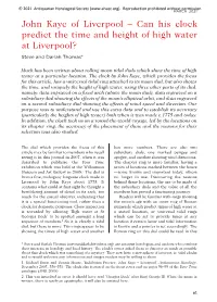 John Kaye of Liverpool – Can His Clock Predict the Time and Height of High Water at Liverpool? Steve and Darlah Thomas*