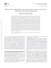 Minimal but Not Meaningless: Seemingly Arbitrary Category Labels Can Imply More Than Group Membership