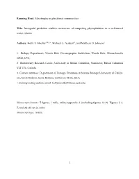 Mixotrophy in Planktonic Communities Title: Intraguild Predation Enables