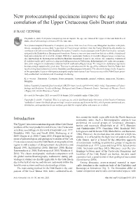 New Protoceratopsid Specimens Improve the Age Correlation of the Upper Cretaceous Gobi Desert Strata