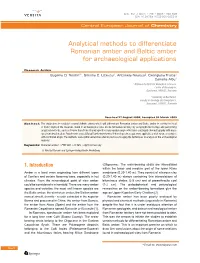 Analytical Methods to Differentiate Romanian Amber and Baltic Amber for Archaeological Applications