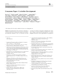 Consensus Paper: Cerebellar Development