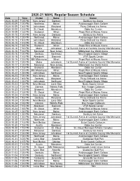 Download the 2020-21 NAHL Schedule in .Pdf Format