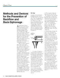 Methods and Devices for the Prevention of Backflow and Back